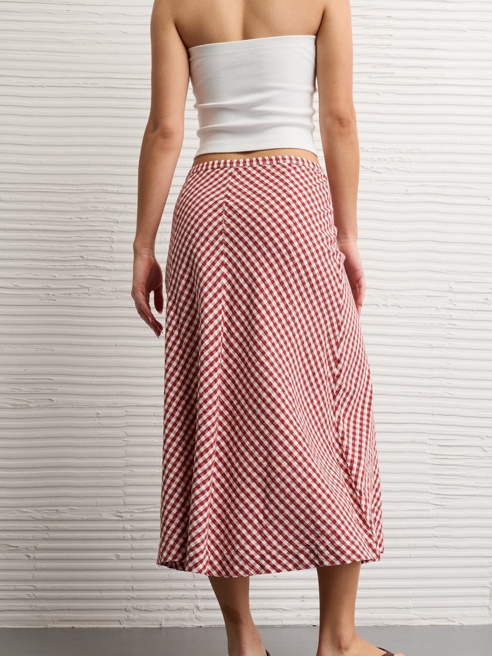 American eagle rust Gingham Midi Skirt - Casual Women's Skirt - Picture 2 of 3